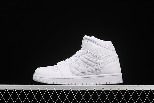 Air Jordan 1 Mid Se White Quilted White/White/Black 5