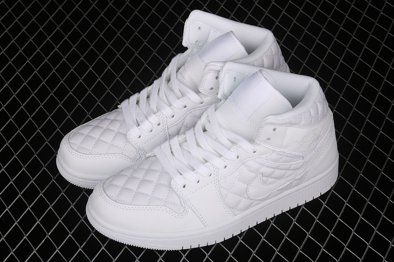 Air Jordan 1 Mid Se White Quilted White/White/Black 11