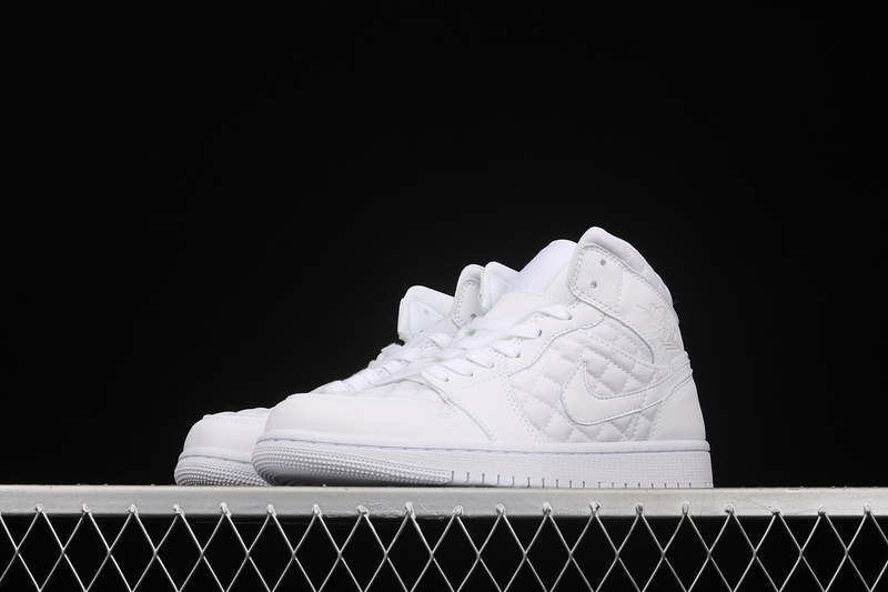 Air Jordan 1 Mid Se White Quilted White/White/Black 13