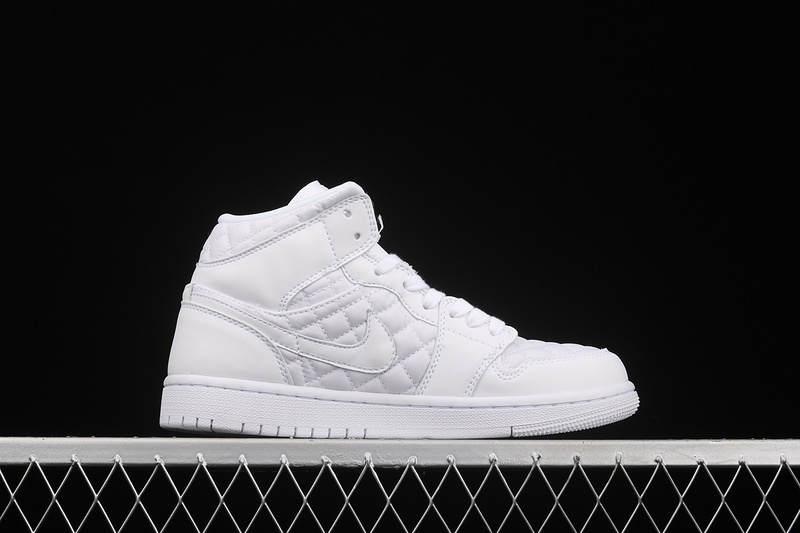 Air Jordan 1 Mid Se White Quilted White/White/Black 33