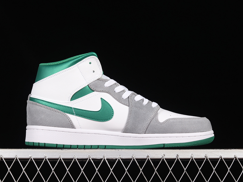 Air Jordan 1 Mid Se White/Light Smoke Grey/Pine Green 21