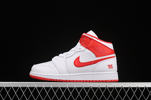 Air Jordan 1 Mid Gs 85 White/Multi-Color/Chile Red 25