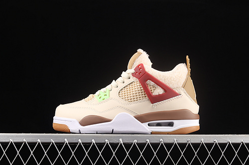 Air Jordan 4 Retro Gs Wild Things Sail/University Red/Hemp/Barely Volt 23