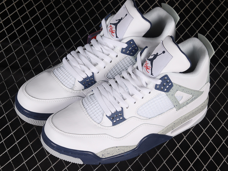 Air Jordan 4 Retro White/Midnight Navy/Light Smoke Grey/Fire Red 11