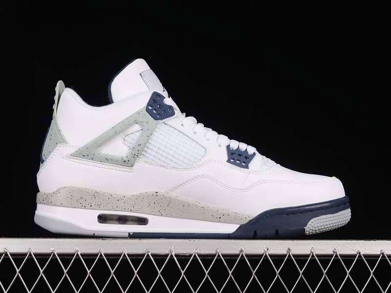 Air Jordan 4 Retro White/Midnight Navy/Light Smoke Grey/Fire Red 25