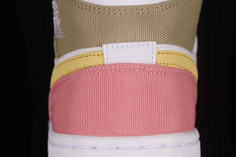 Air Jordan 1 Mid Se Gs Pink/White/Mocha/Yellow 7