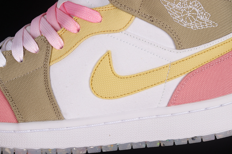 Air Jordan 1 Mid Se Gs Pink/White/Mocha/Yellow 15