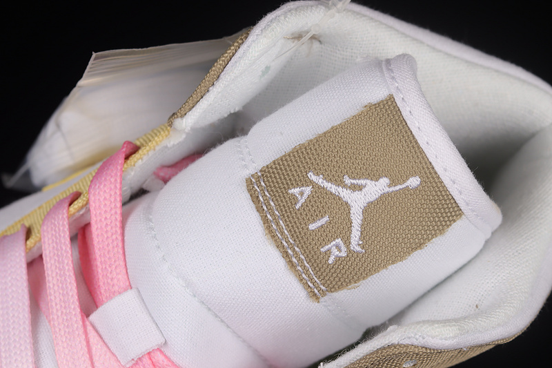 Air Jordan 1 Mid Se Gs Pink/White/Mocha/Yellow 17