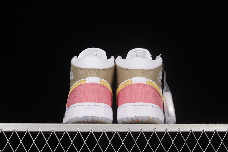 Air Jordan 1 Mid Se Gs Pink/White/Mocha/Yellow 21