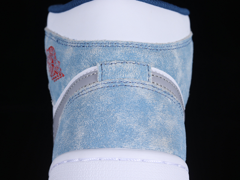 Air Jordan 1 Mid Se French Blue/White/Light Steel Grey/Fire Red 3