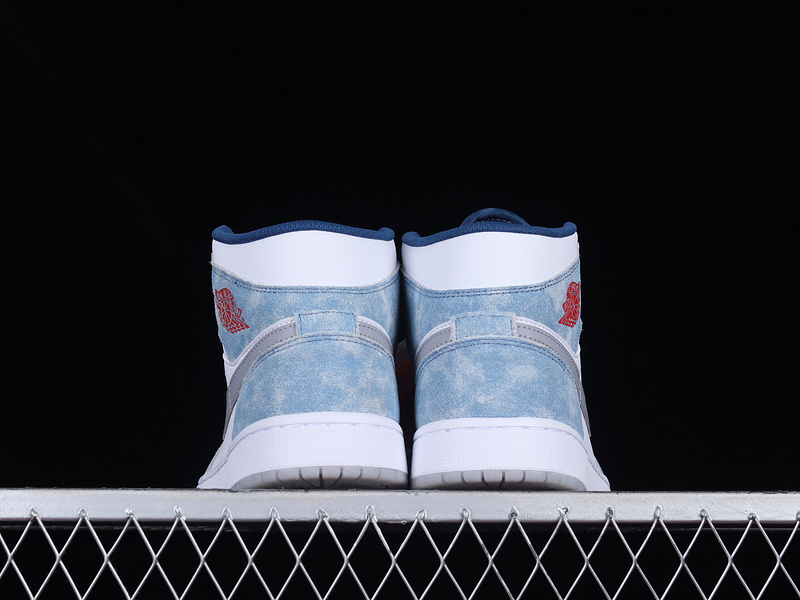 Air Jordan 1 Mid Se French Blue/White/Light Steel Grey/Fire Red 11