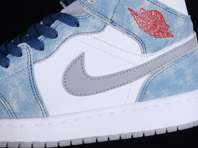 Air Jordan 1 Mid Se French Blue/White/Light Steel Grey/Fire Red 27