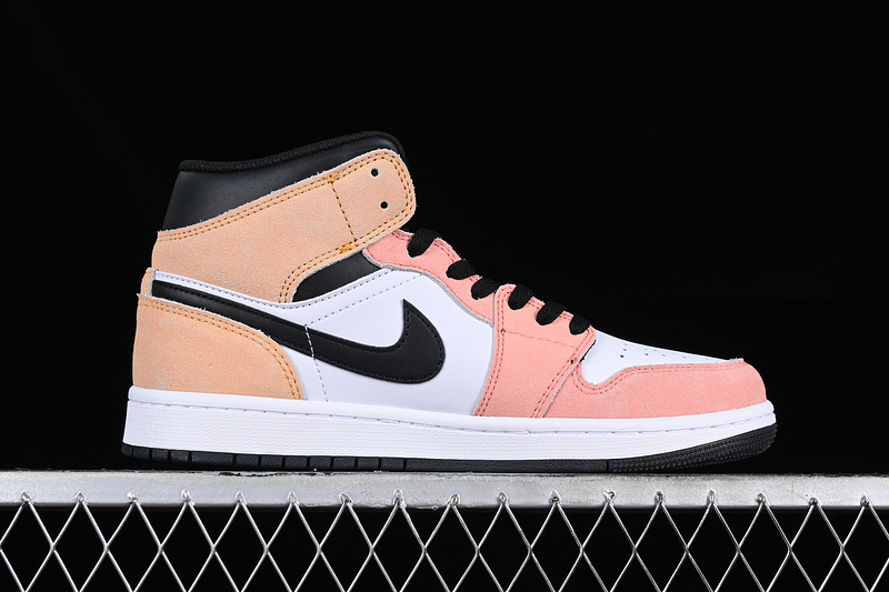 Air Jordan 1 Mid White/Pink/Black 25