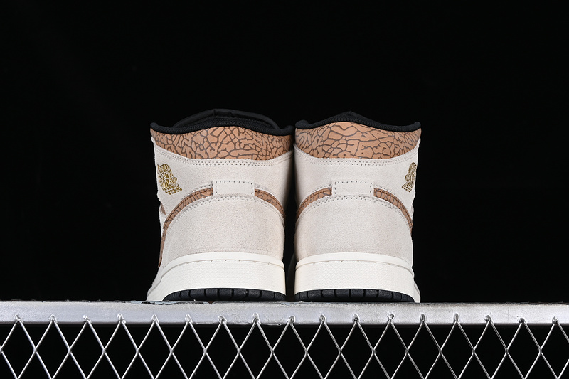 Air Jordan Aj1 Mid Brown Elephant/White/Grey 5