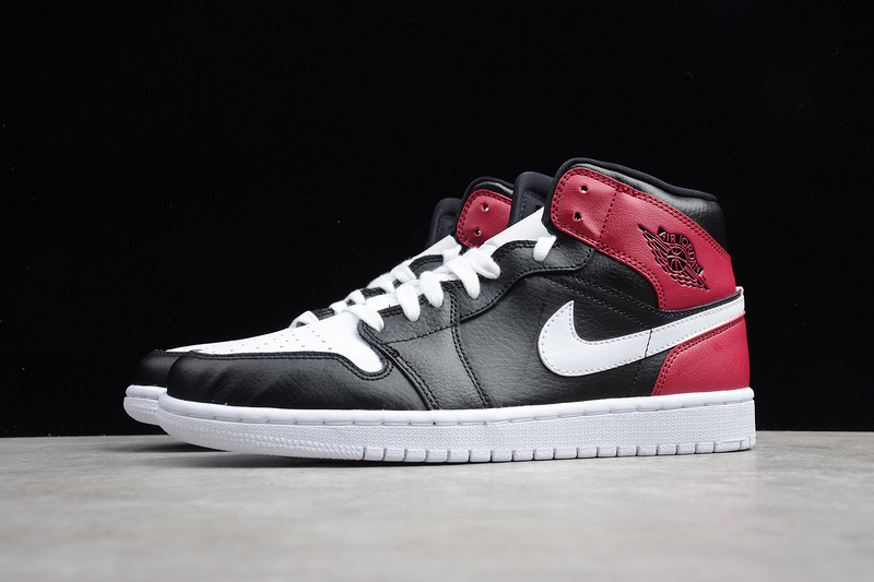 Air Jordan 1 Mid Black/White-Noble Red 5