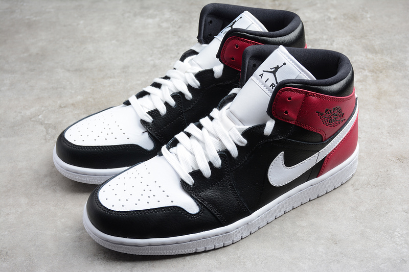 Air Jordan 1 Mid Black/White-Noble Red 7