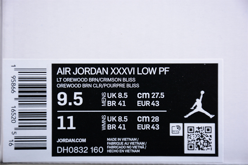 Air Jordan 36 Low Pf Ground Up Light Orewood Brown/Crimson Bliss/Black 5