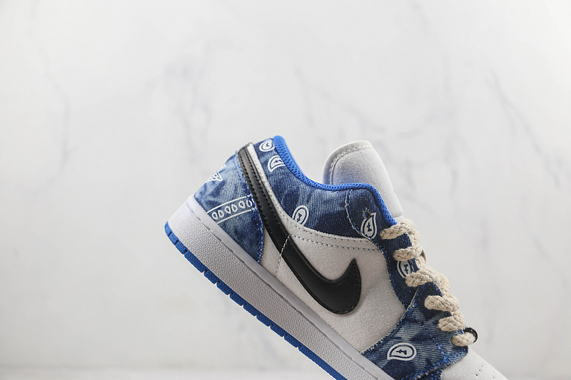 Air Jordan 1 Low Washed Denim White/White-Dutch Blue 5