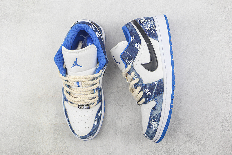 Air Jordan 1 Low Washed Denim White/White-Dutch Blue 7