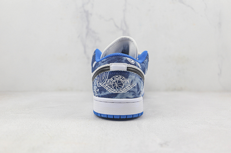 Air Jordan 1 Low Washed Denim White/White-Dutch Blue 15