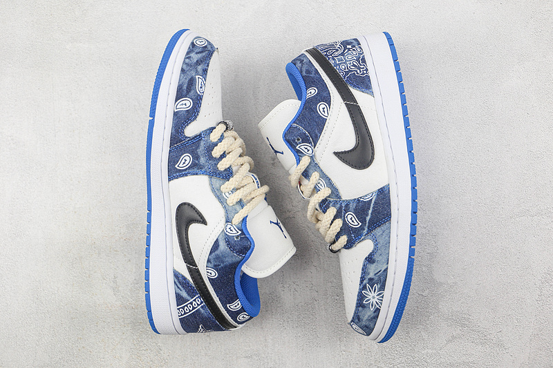 Air Jordan 1 Low Washed Denim White/White-Dutch Blue 17