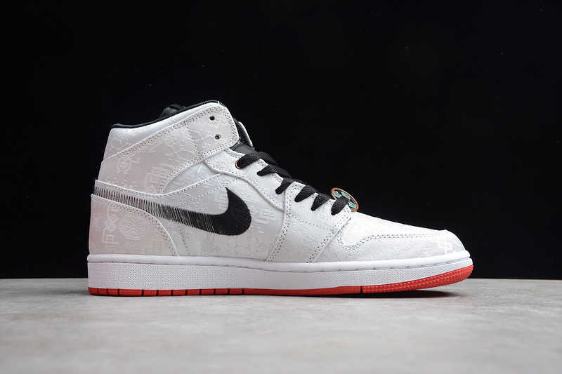 St Clot X Air Jordan 1 Mid Fearless White/Black-Red 17