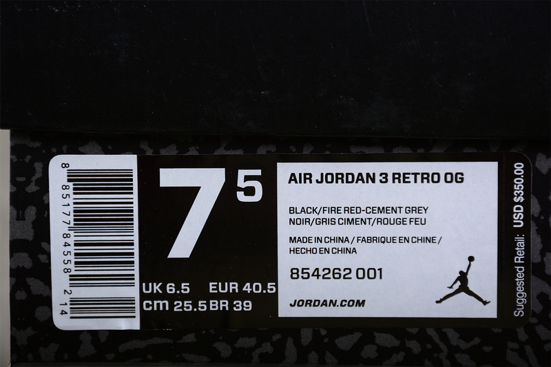 Air Jordan 3 Retro Og 2018 Black/Cement Grey-White-Fire Red 21