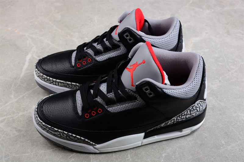 Air Jordan 3 Retro Og 2018 Black/Cement Grey-White-Fire Red 25