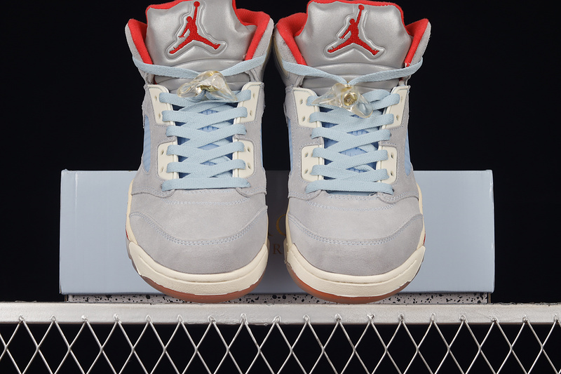 Trophy Room X Air Jordan 5 Retro Ice Blue/Sail-Metallic Gold-University Red 21