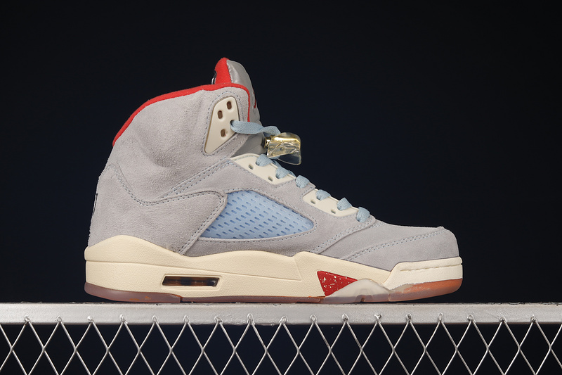 Trophy Room X Air Jordan 5 Retro Ice Blue/Sail-Metallic Gold-University Red 25