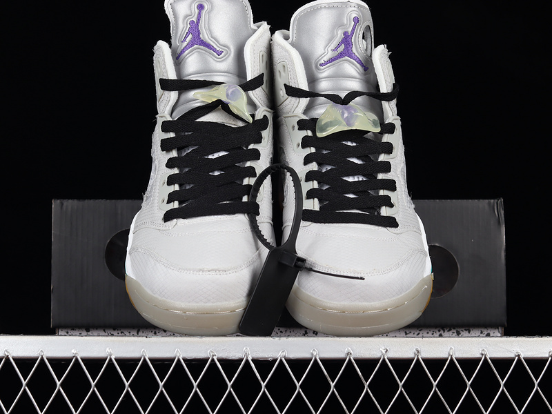 Ow X Air Jordan 5 Retro Sp White/Black/Purple-Yellow 9