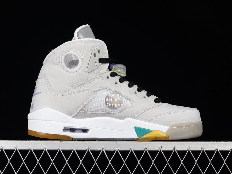 Ow X Air Jordan 5 Retro Sp White/Black/Purple-Yellow 23