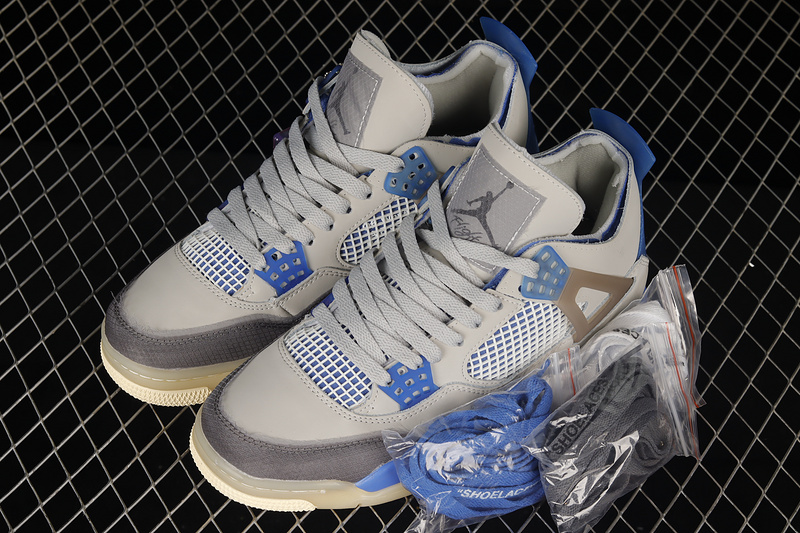 Ow X Air Jordan 4 Retro Grey/Royal Blue/White 9