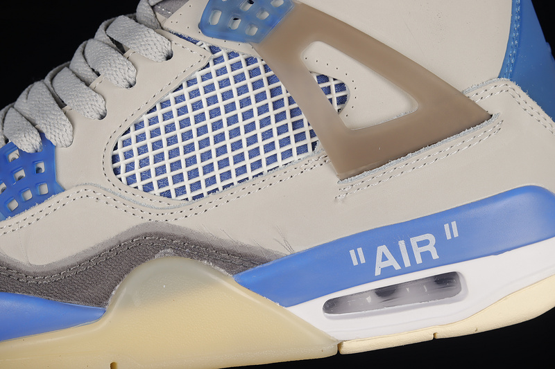 Ow X Air Jordan 4 Retro Grey/Royal Blue/White 19