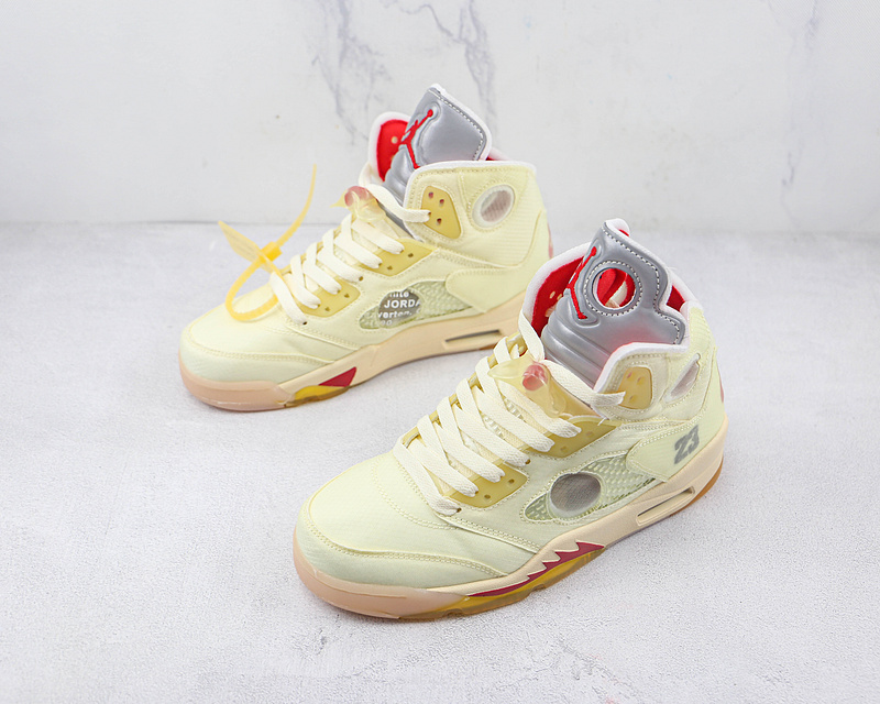 Ow X Air Jordan 5 Sp Sail/Fire Red/Muslin/Black 15