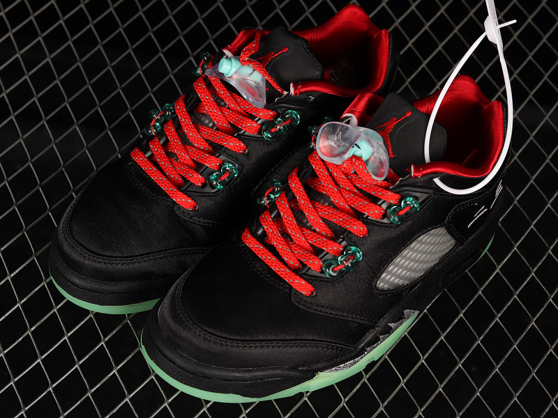 Clot X Air Jordan 5 Retro Low Jade Black/Classic Jade/Fire Red/Metallic Silver 23