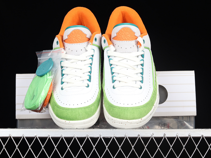 Air Jordan 2 Retro Low X Titan Sail/Safety Orange/Chlorophyll/Coconut Milk 23