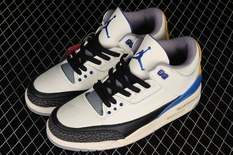 Air Jordan 3 Retro Unc Beige/Racer Blue/Yellow 11