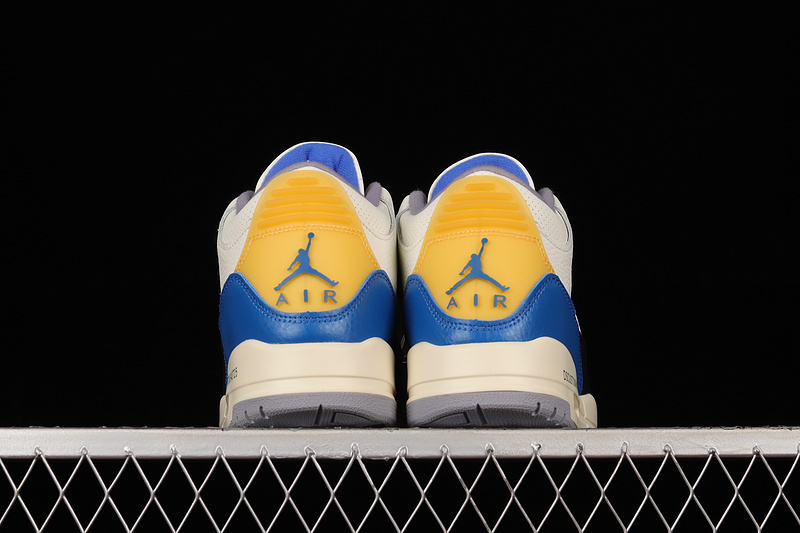 Air Jordan 3 Retro Unc Beige/Racer Blue/Yellow 13