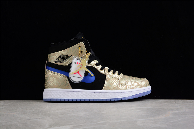 Air Jordan 1 Zoom Comfort Gold Laser Black/Gold/Blue-White 3