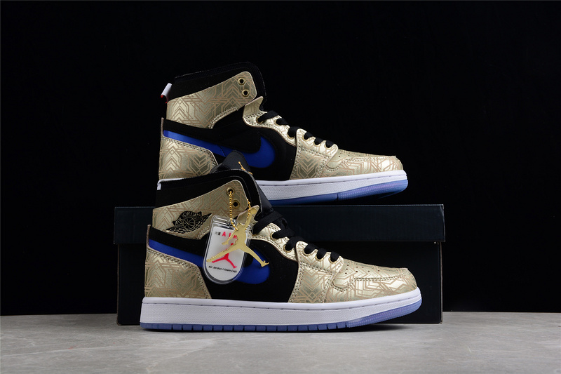 Air Jordan 1 Zoom Comfort Gold Laser Black/Gold/Blue-White 5