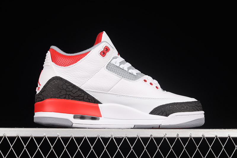 Air Jordan 3 Retro White/Fire Red-Neutral Grey-Black 5