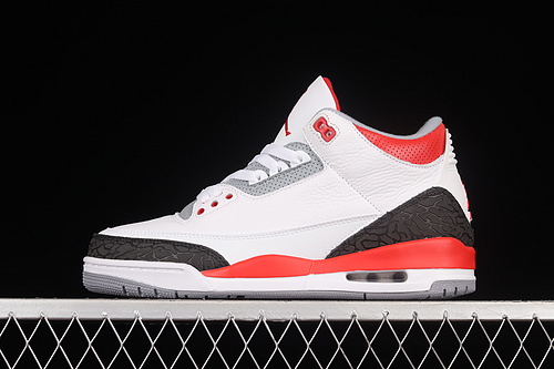 Air Jordan 3 Retro White/Fire Red-Neutral Grey-Black 13