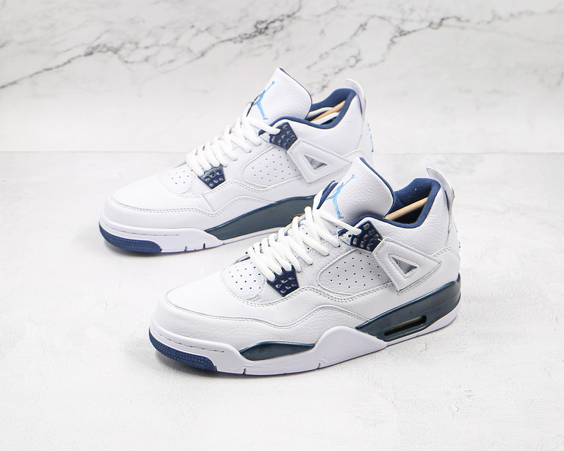 Air Jordan 4 Retro Ls White/Legend Blue-Mdnght Navy 5