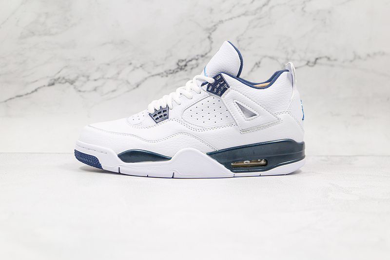 Air Jordan 4 Retro Ls White/Legend Blue-Mdnght Navy 17