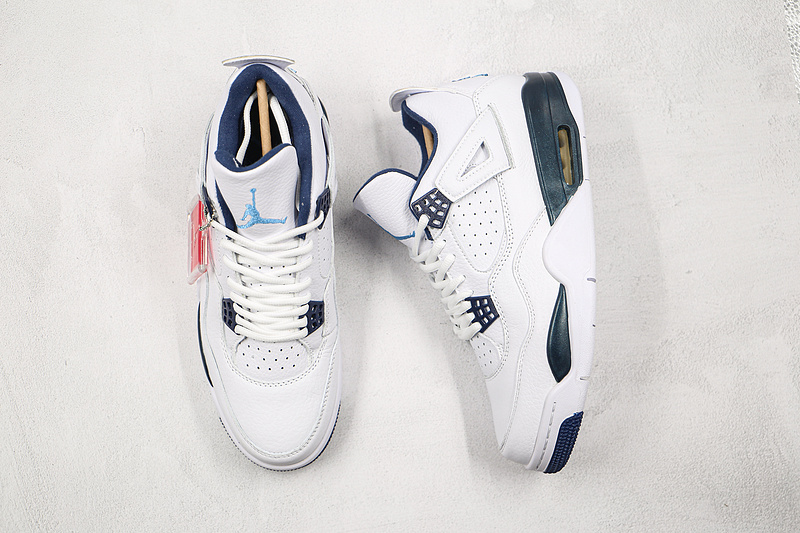 Air Jordan 4 Retro Ls White/Legend Blue-Mdnght Navy 19