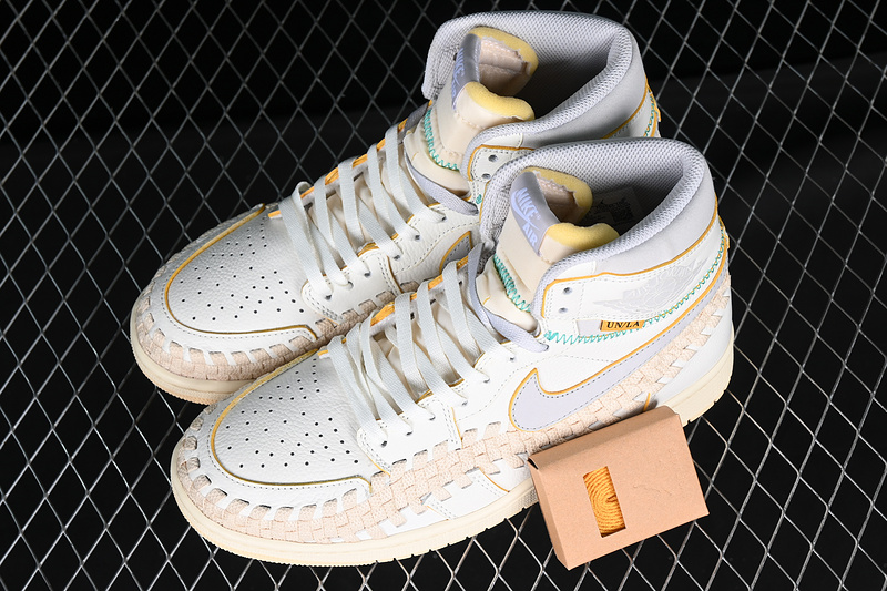 Union Air Jordan 1 High Og Woven White/Grey/Yellow 13