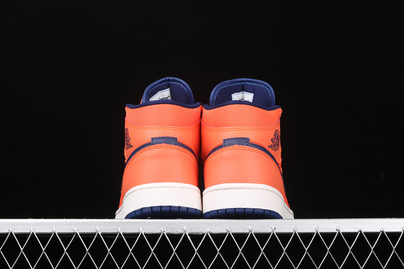 Air Jordan 1 Mid Shoes Orange/Navy Blue 15