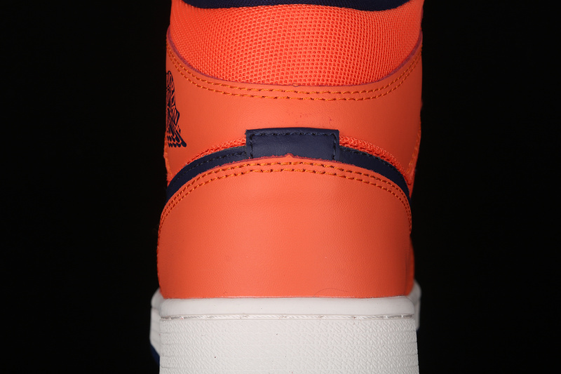 Air Jordan 1 Mid Shoes Orange/Navy Blue 17