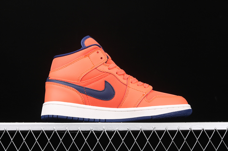 Air Jordan 1 Mid Shoes Orange/Navy Blue 21